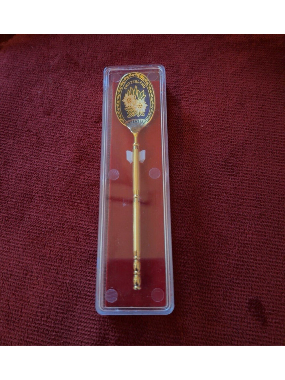 Switzerland Edelweiss Souvenir Collectible Spoon Gold Tone